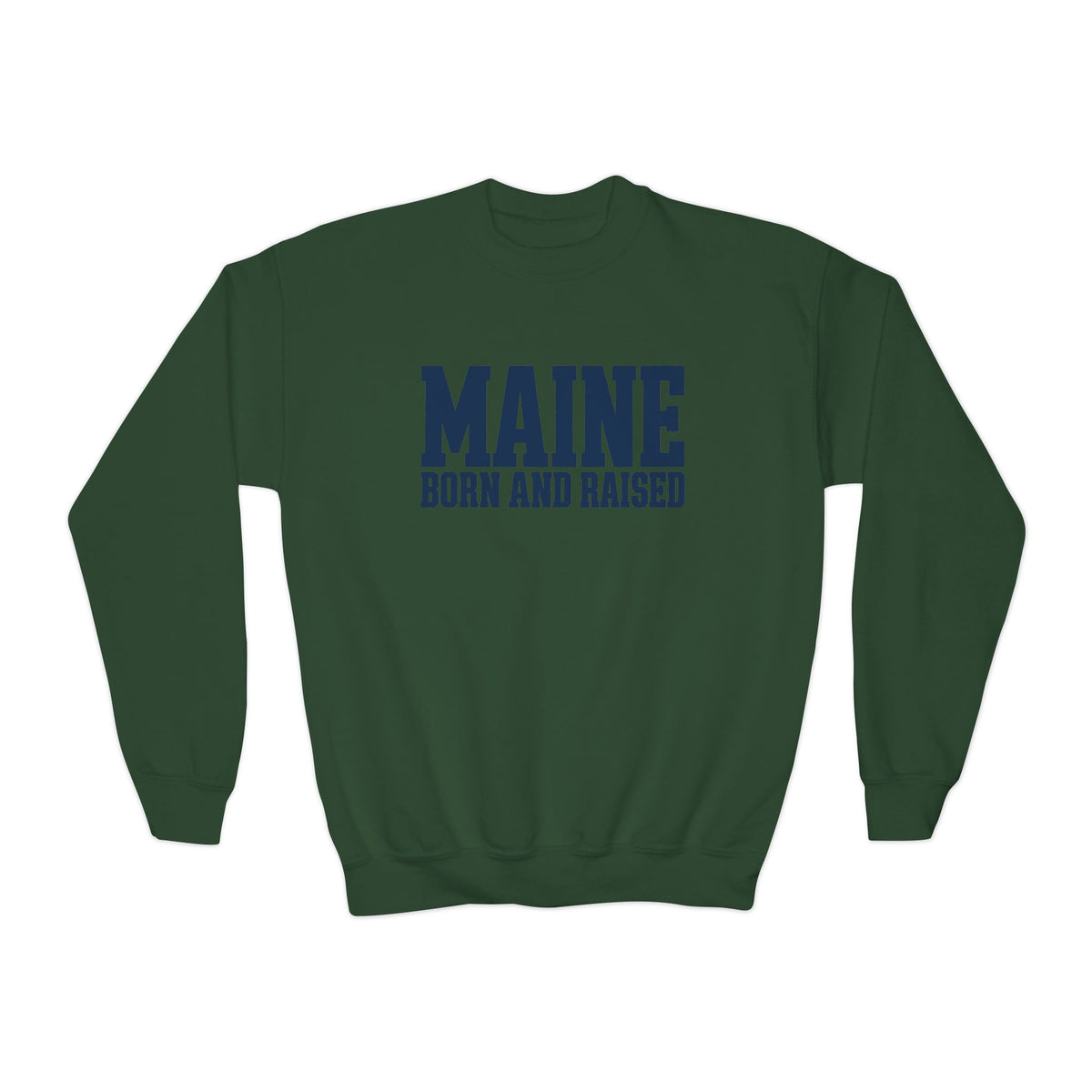 Maine Born and Raised Premium Heritage Streetwear Unisex Youth Crewneck Sweatshirt
