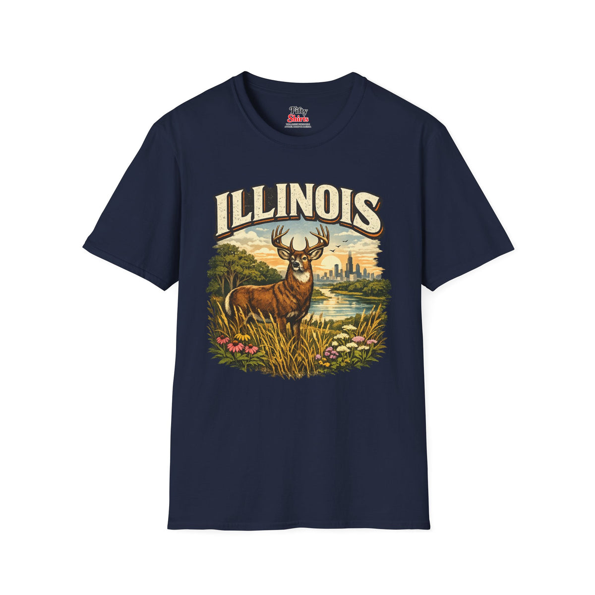 Illinois Wildlife Unisex Softstyle T Shirt State Pride Graphic Tee Collections FS03