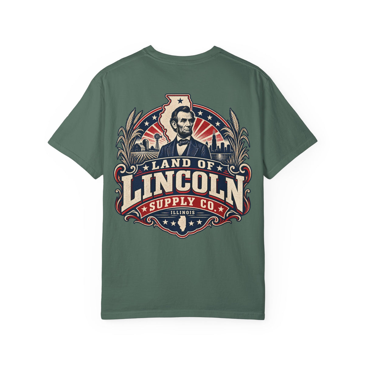 Illinois Land of Lincoln Suppy Co. Unisex Comfort Color 1717 Streetwear Graphic Tee