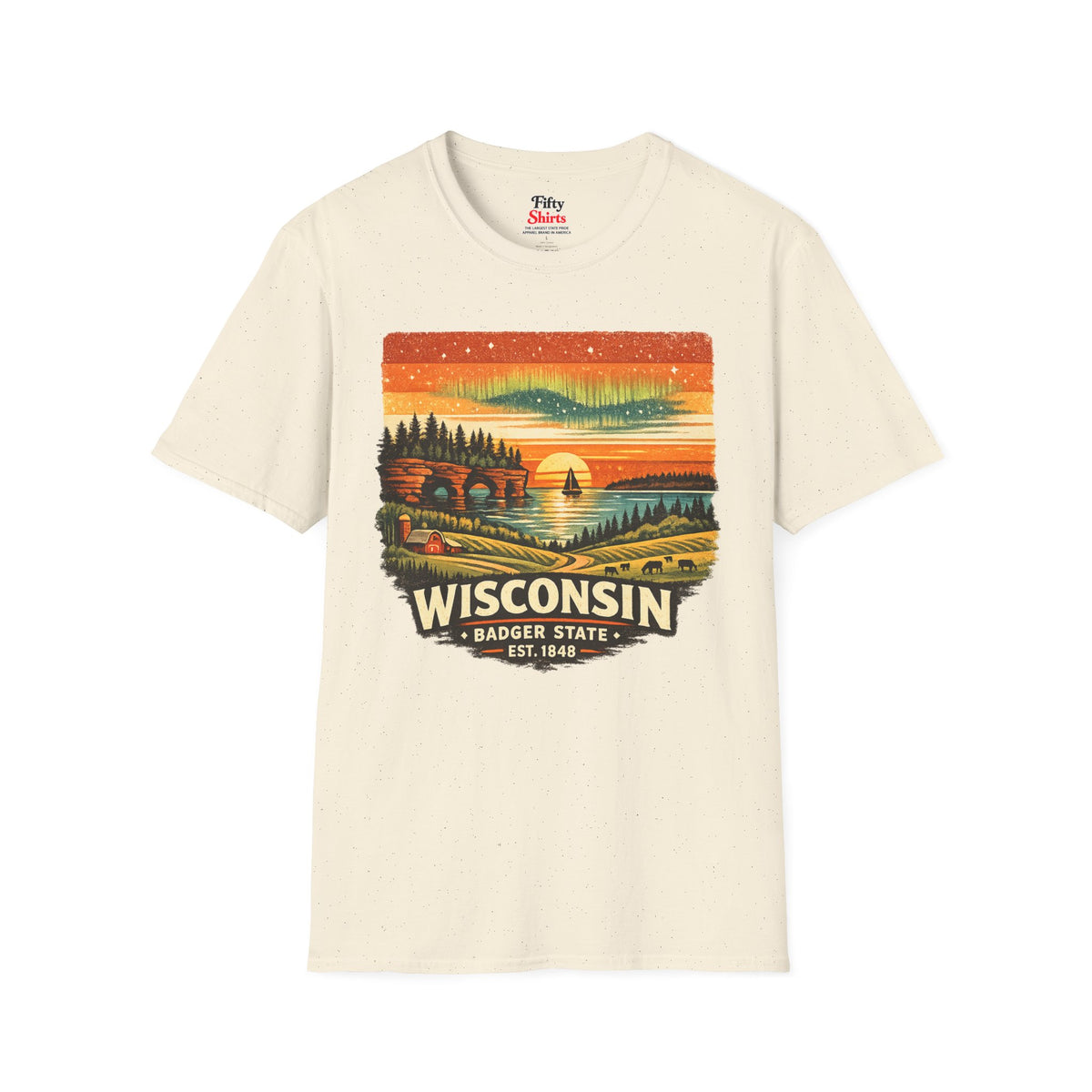 Wisconsin Lakeside Sunset Unisex Softstyle T Shirt State Pride Graphic Tee Collections FS03