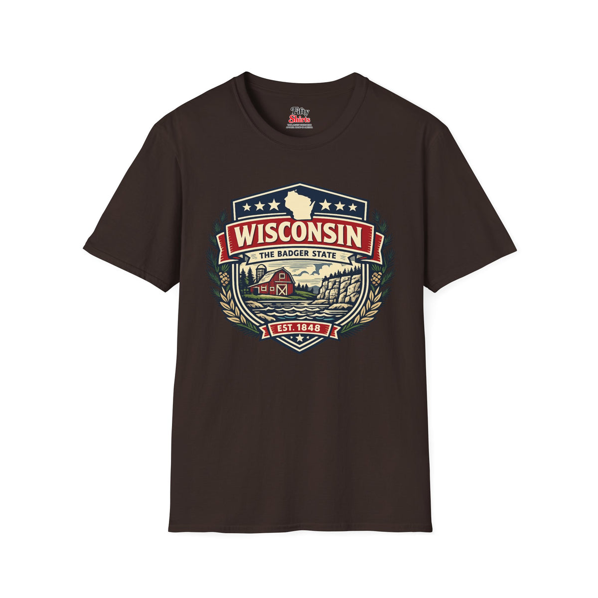 Wisconsin Heritage Badge Unisex Softstyle T Shirt State Pride Graphic Tee Collections FS03