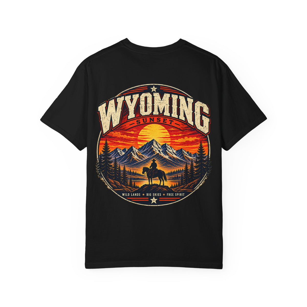 Wyoming Sunset Unisex Comfort Color 1717 Streetwear Graphic Tee