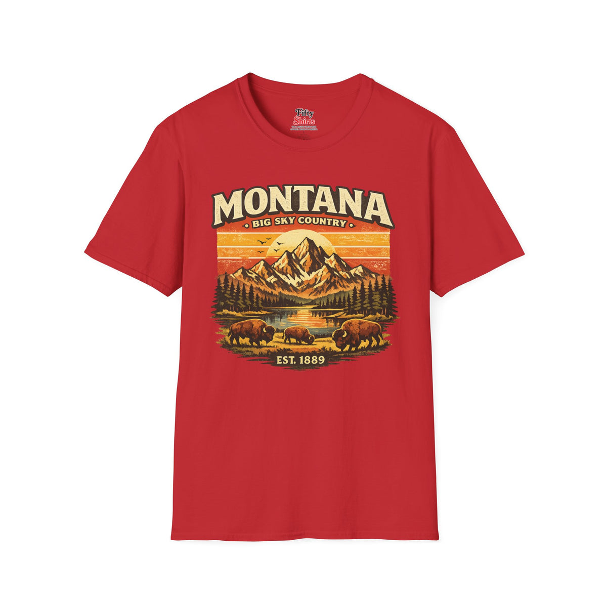 Montana Mountain Sunset Unisex Softstyle T Shirt State Pride Graphic Tee Collections FS03