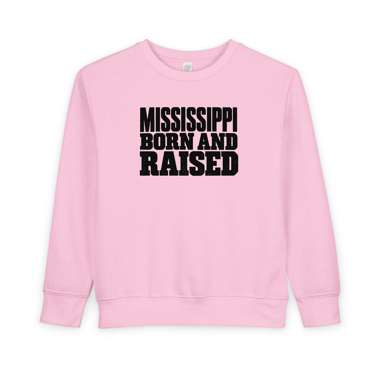 Mississippi Born and Raised Bold Workwear Style Unisex Toddler Sweatshirt