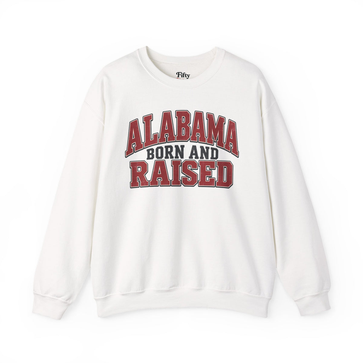 Alabama Born and Raised Unisex Crewneck Sweatshirt State Name Graphic