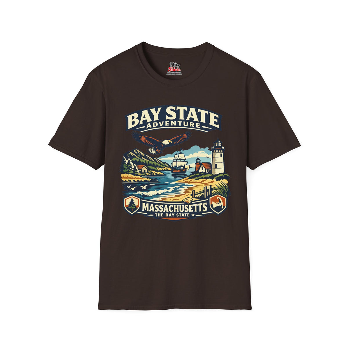 Massachusetts Bay State Adventure Unisex Softstyle T Shirt State Pride Graphic Tee Collections FS03