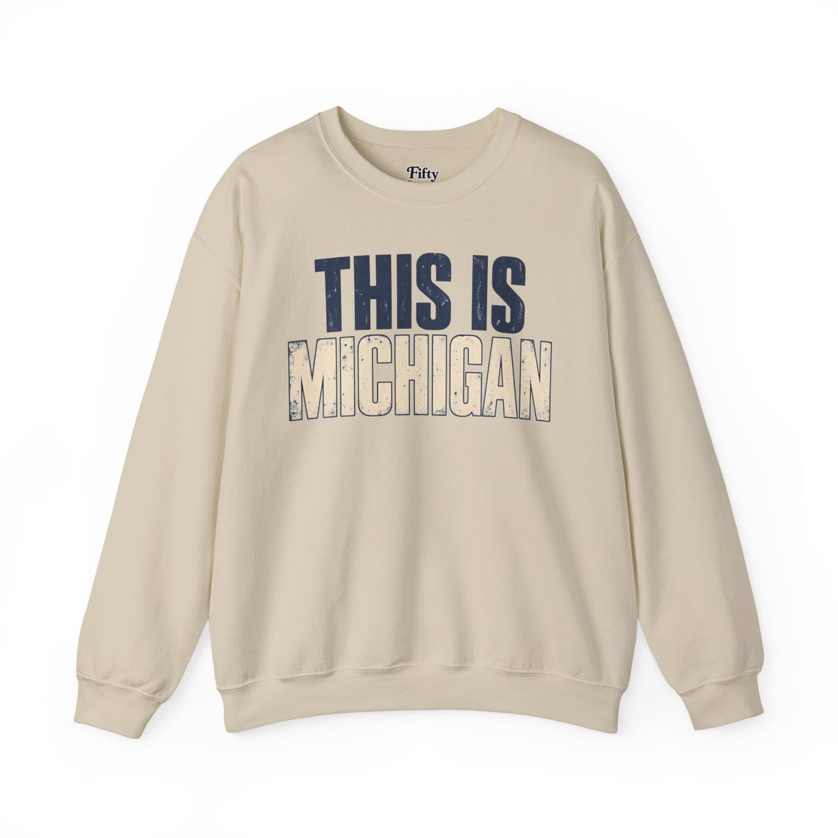 This is Michigan Unisex Crewneck Sweatshirt State Name Graphic