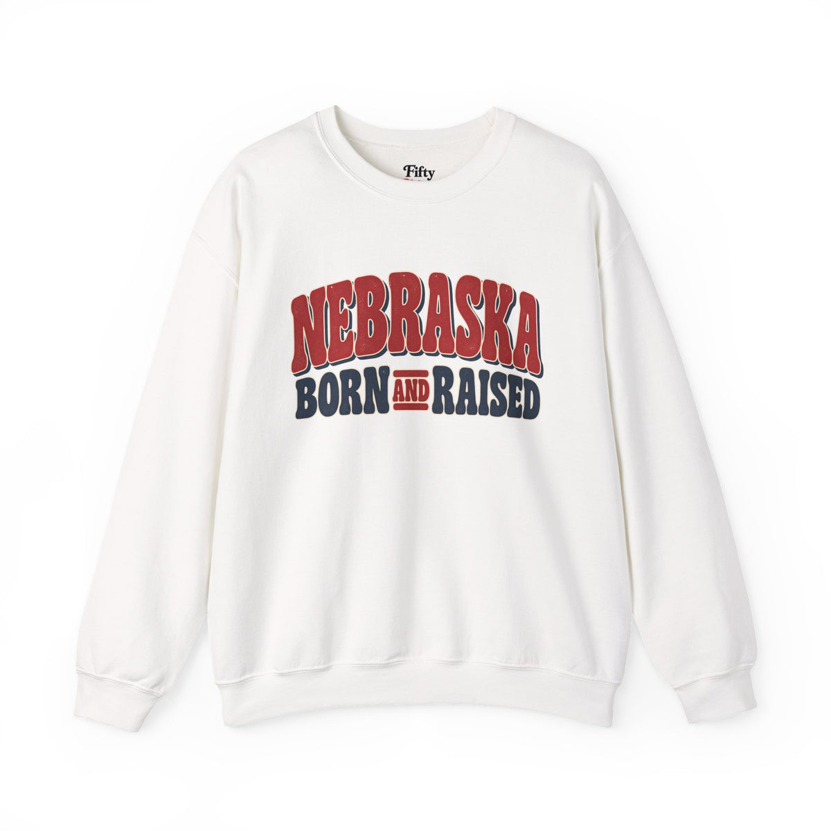 Nebraska Born and Raised Retro 1970s Unisex Sweatshirt Graphic
