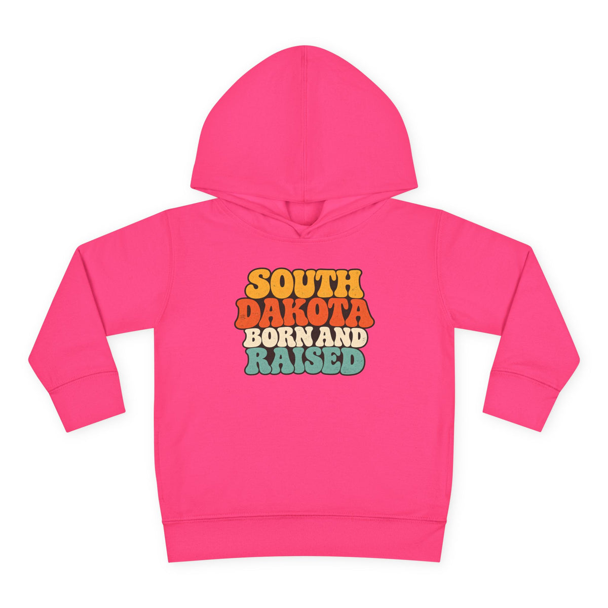 South Dakota Born and Raised Retro 1970s Unisex Toddler Pullover Fleece Hoodie