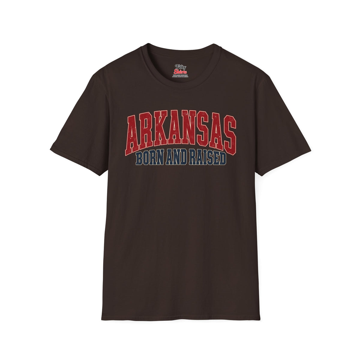 Arkansas Born and Raised Unisex Softstyle T Shirt State Name Graphic Tee