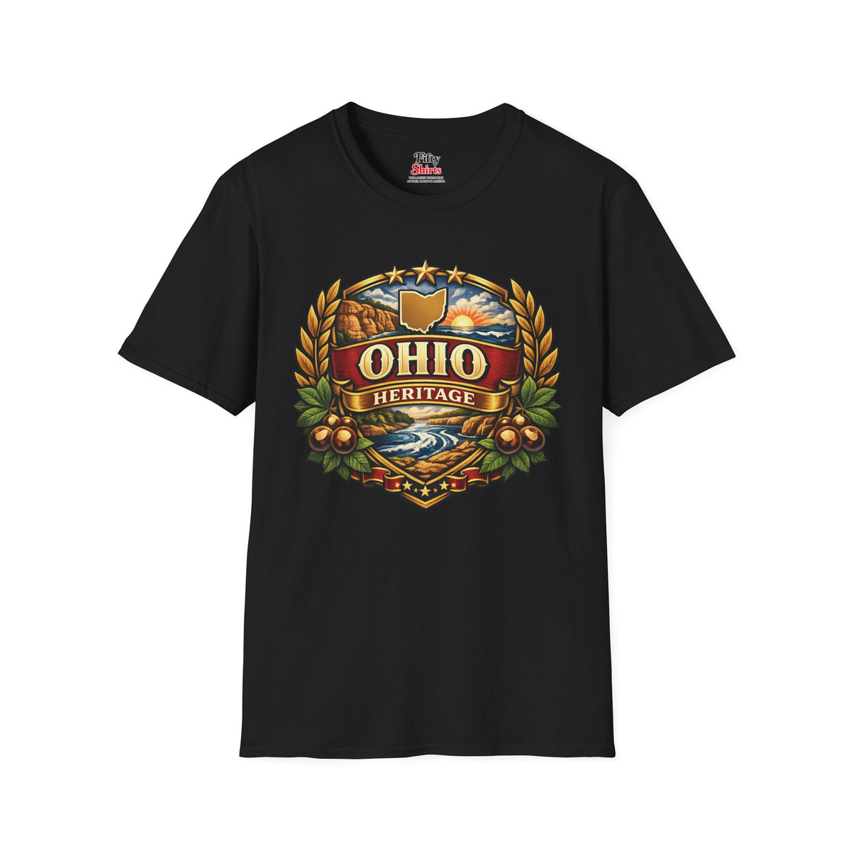 Ohio Heritage Badge Unisex Softstyle T Shirt State Pride Graphic Tee Collections FS03