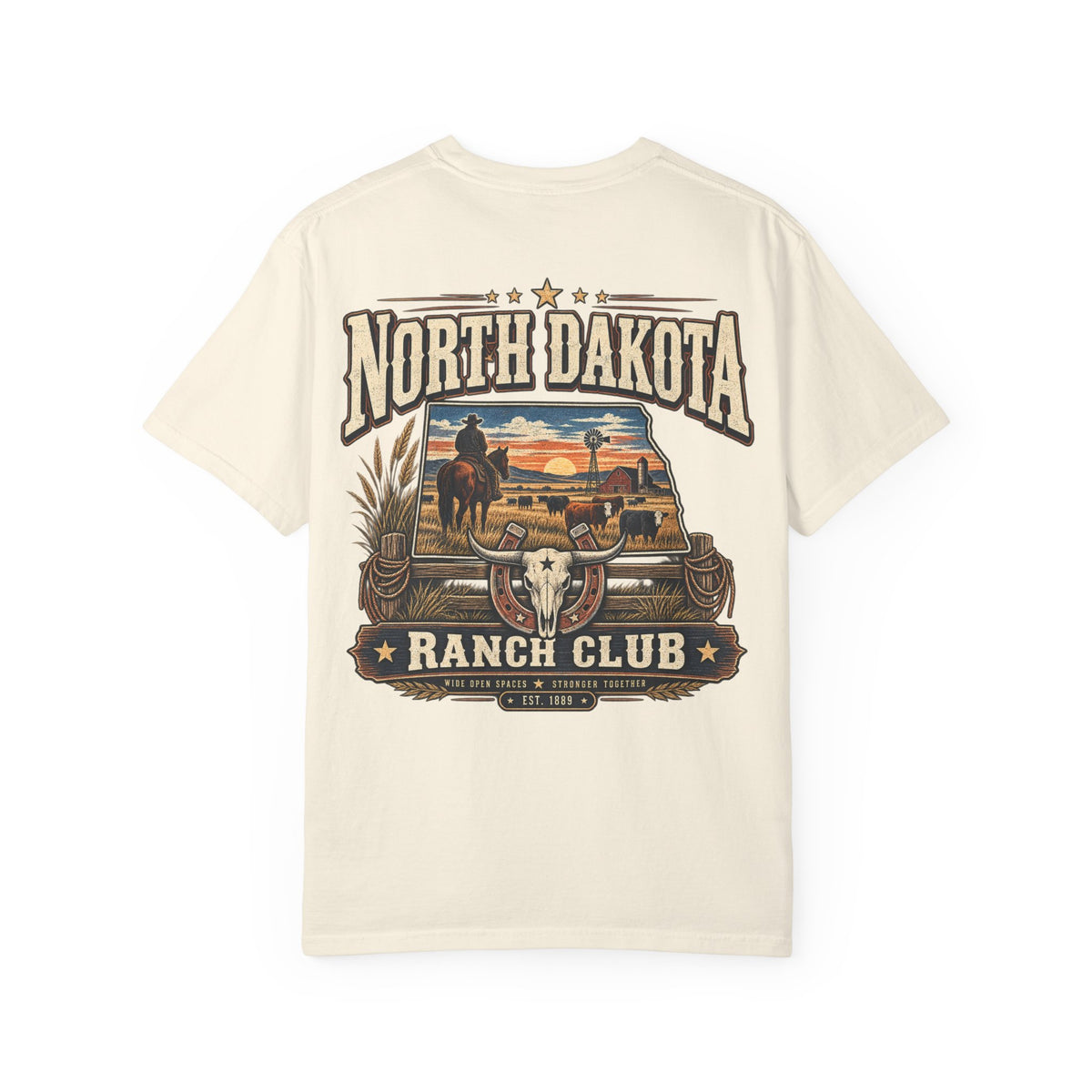 North Dakota Ranch Club Unisex Comfort Color 1717 Streetwear Graphic Tee