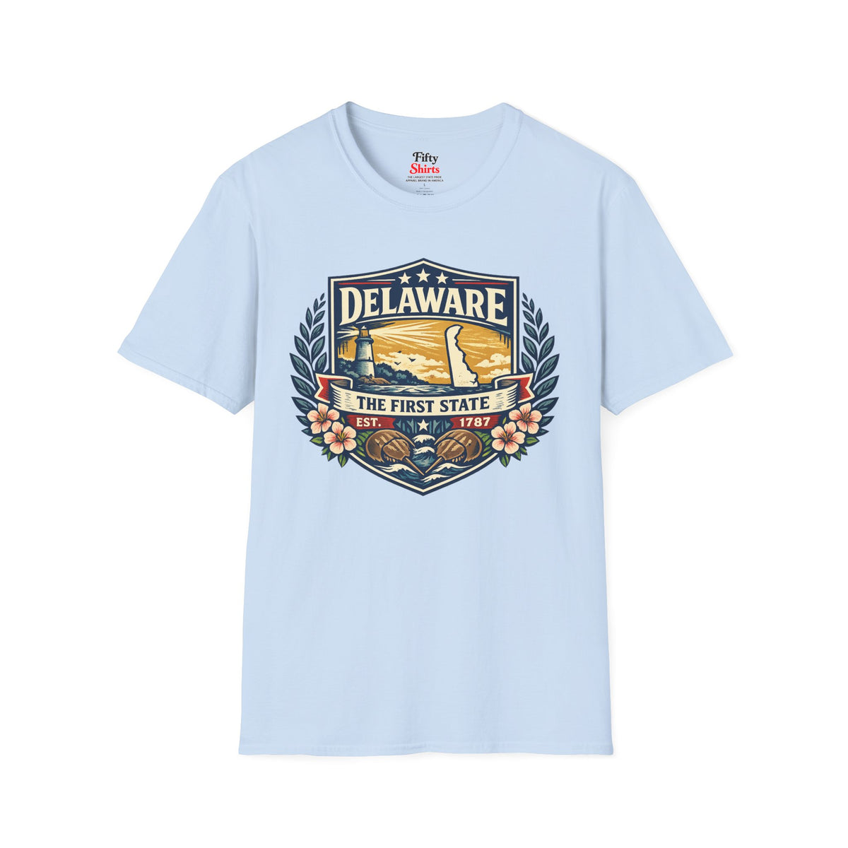 Delaware Heritage Badge Unisex Softstyle T Shirt State Pride Graphic Tee Collections FS03