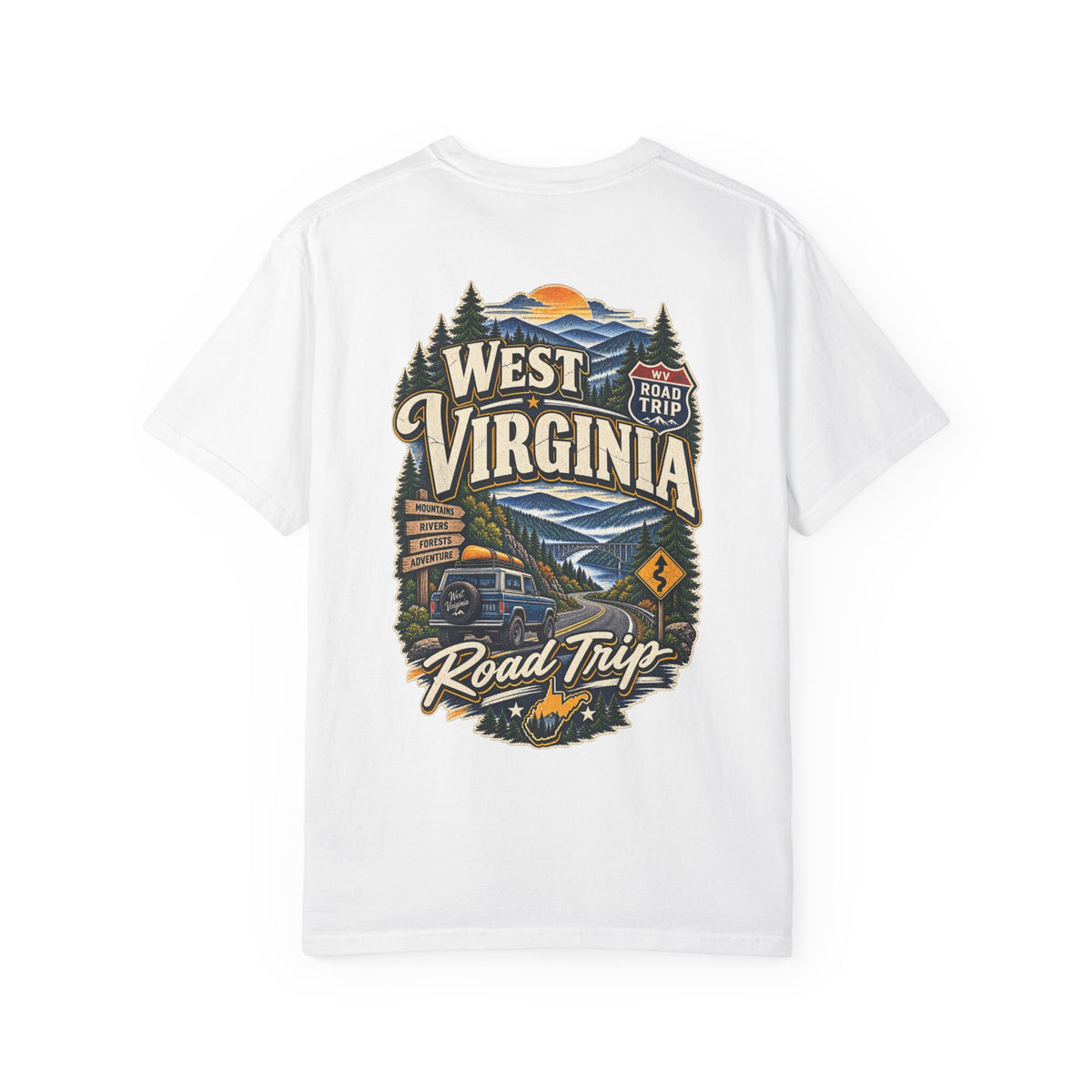 West Virginia Road Trip Unisex Comfort Color 1717 Streetwear Graphic Tee