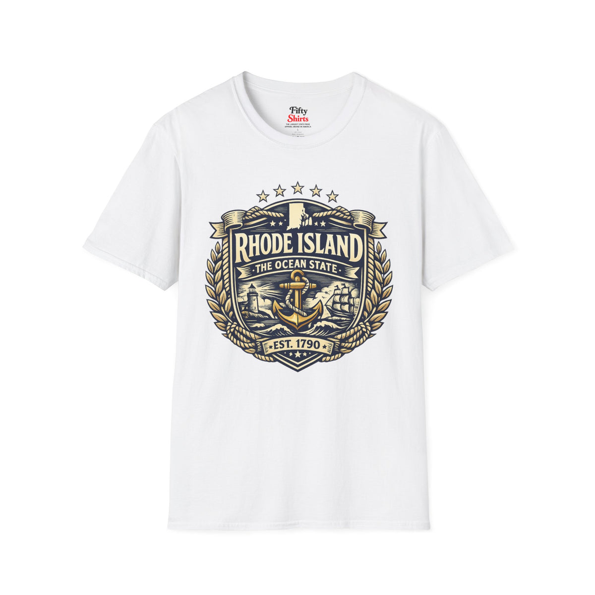 Rhode Island Heritage Badge Unisex Softstyle T Shirt State Pride Graphic Tee Collections FS03