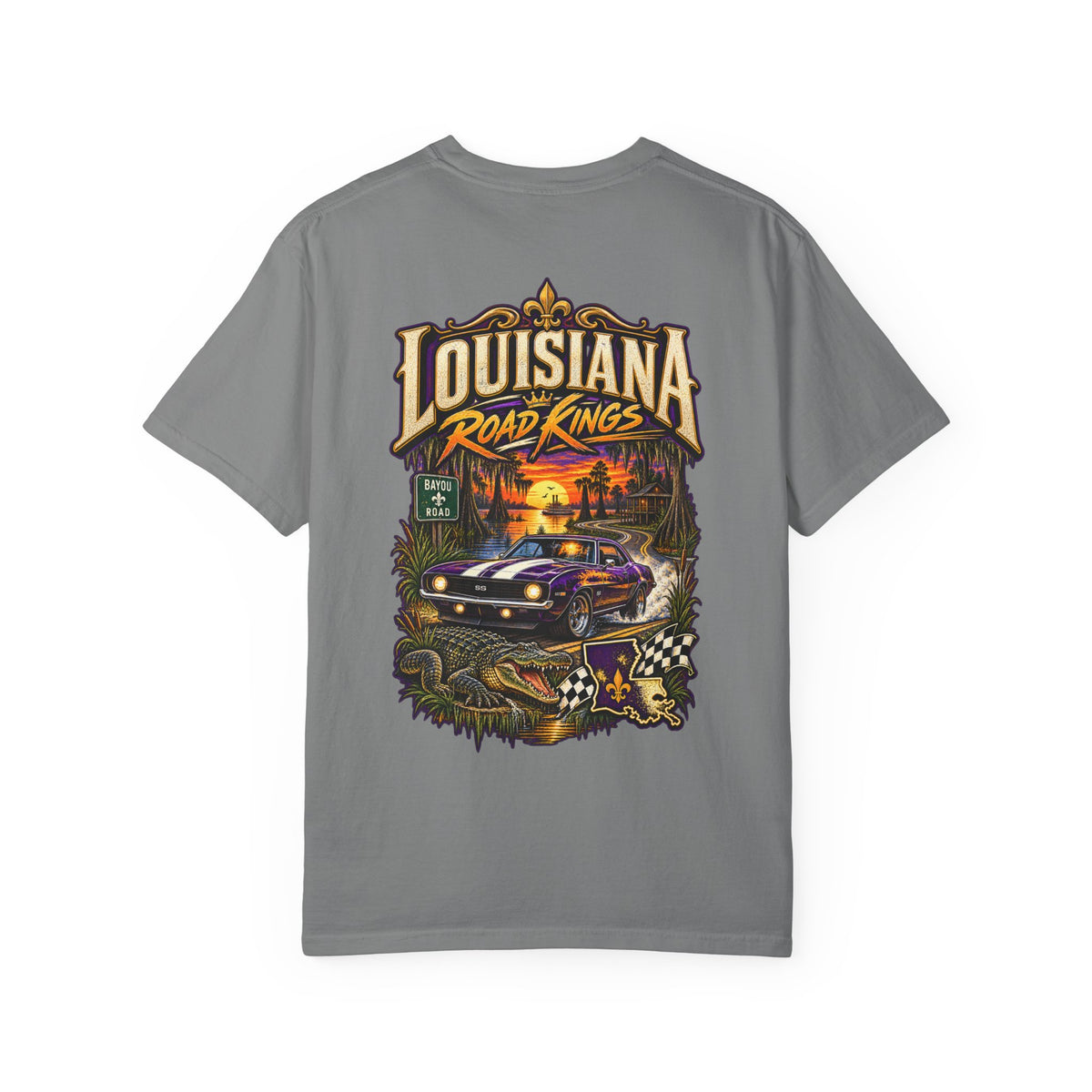 Louisiana Bayou Road Kings Unisex Comfort Color 1717 Streetwear Graphic Tee