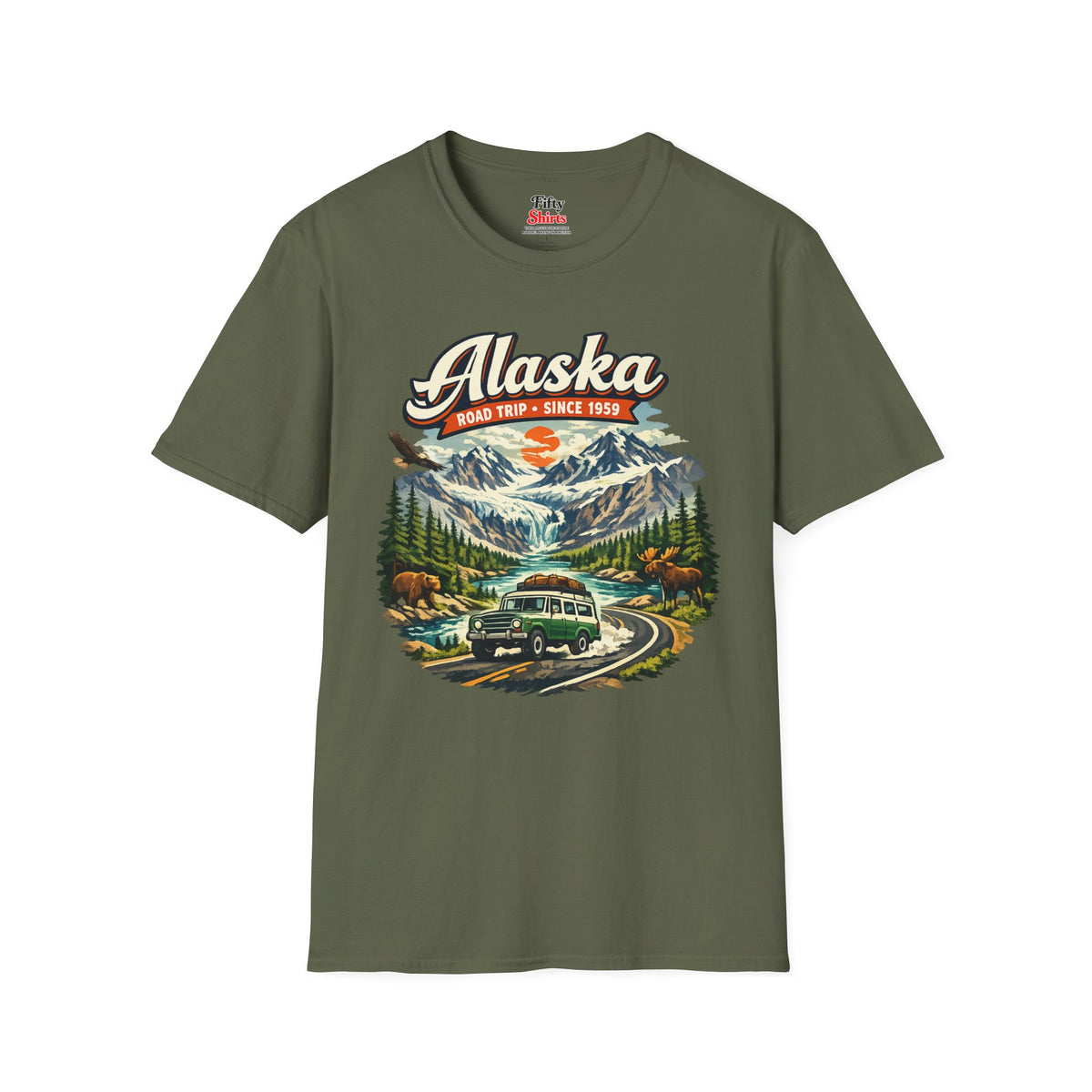Alaska Wilderness Road Trip Unisex Softstyle T Shirt State Pride Graphic Tee Collections FS03