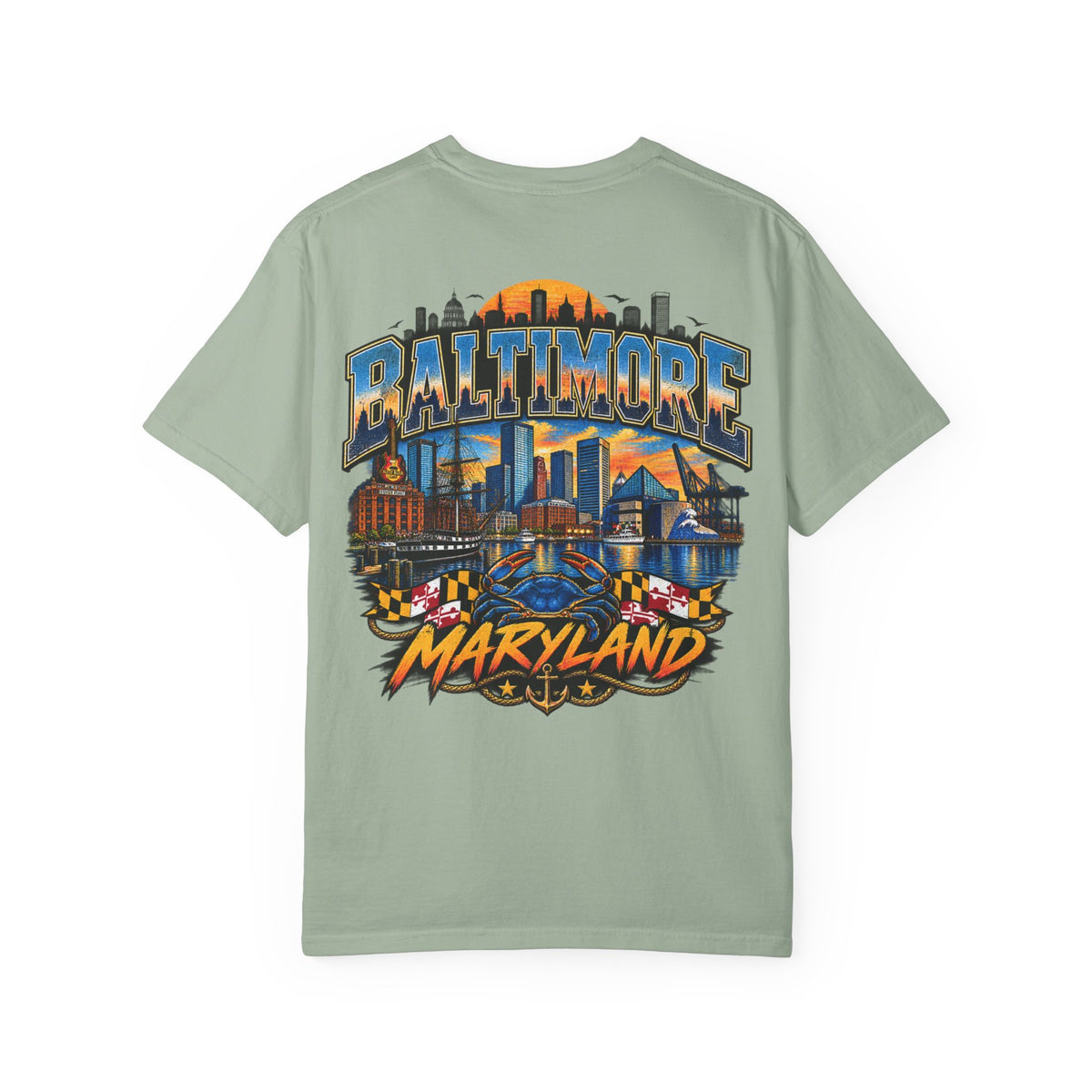 Baltimore Maryland Unisex Comfort Color 1717 Streetwear Graphic Tee