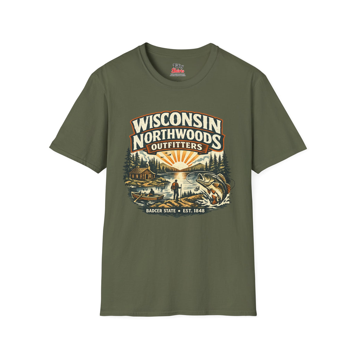 Wisconsin Northwoods Outfitters Unisex Softstyle T Shirt State Pride Graphic Tee Collections FS03