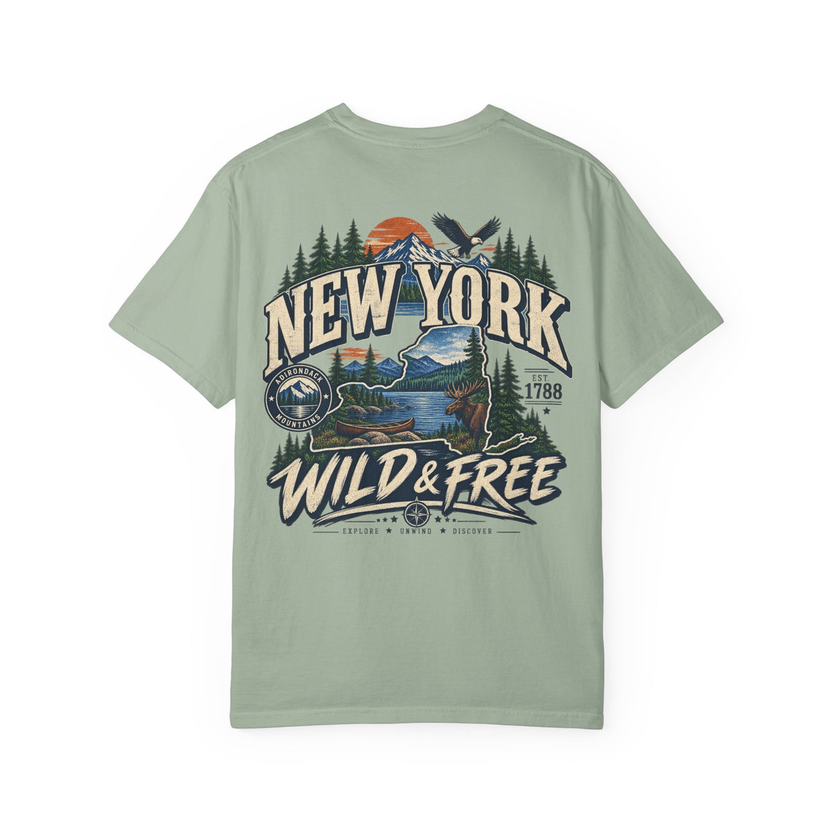 New York Wild & Free Unisex Comfort Color 1717 Streetwear Graphic Tee