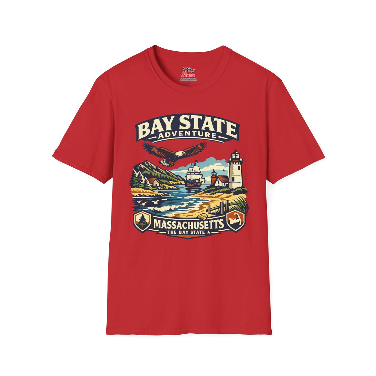 Massachusetts Bay State Adventure Unisex Softstyle T Shirt State Pride Graphic Tee Collections FS03