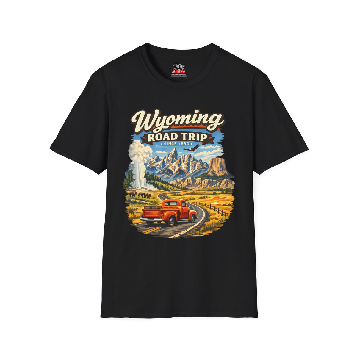 Wyoming Road Trip Unisex Softstyle T Shirt State Pride Graphic Tee Collections FS03