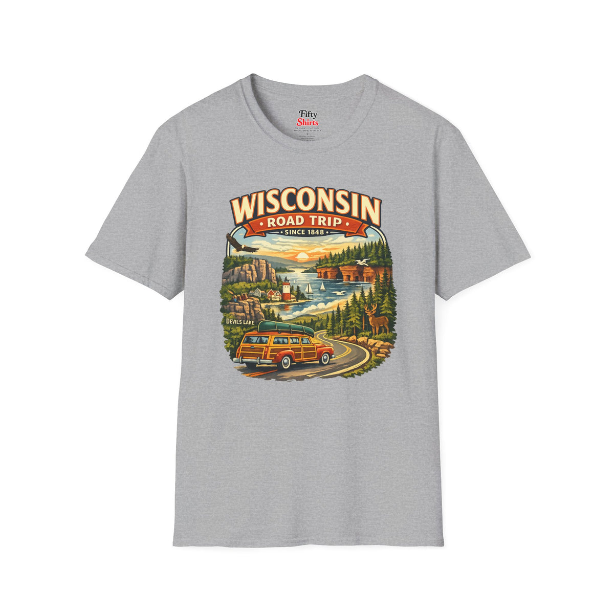 Wisconsin Road Trip Unisex Softstyle T Shirt State Pride Graphic Tee Collections FS03