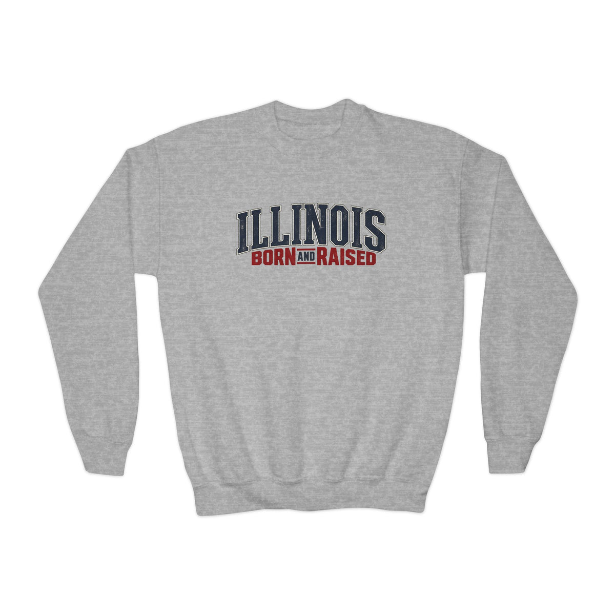 Illinois Born and Raised Premium Heritage Unisex Youth Crewneck Sweatshirt Graphic