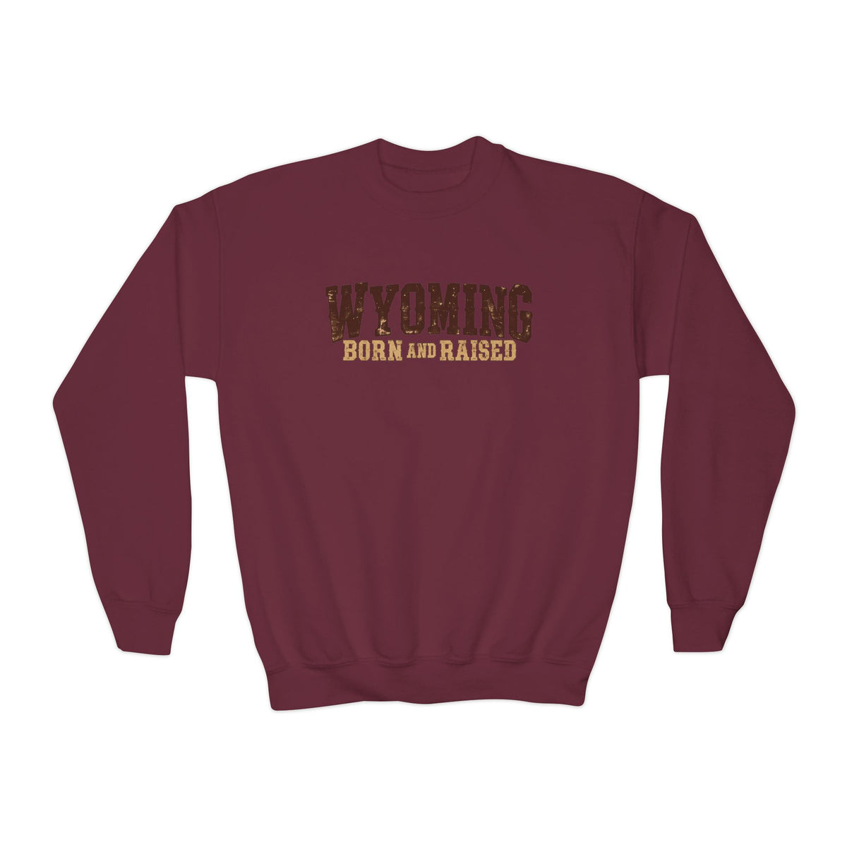 Wyoming Born and Raised Cowboy Heritage Unisex Youth Crewneck Sweatshirt Graphic