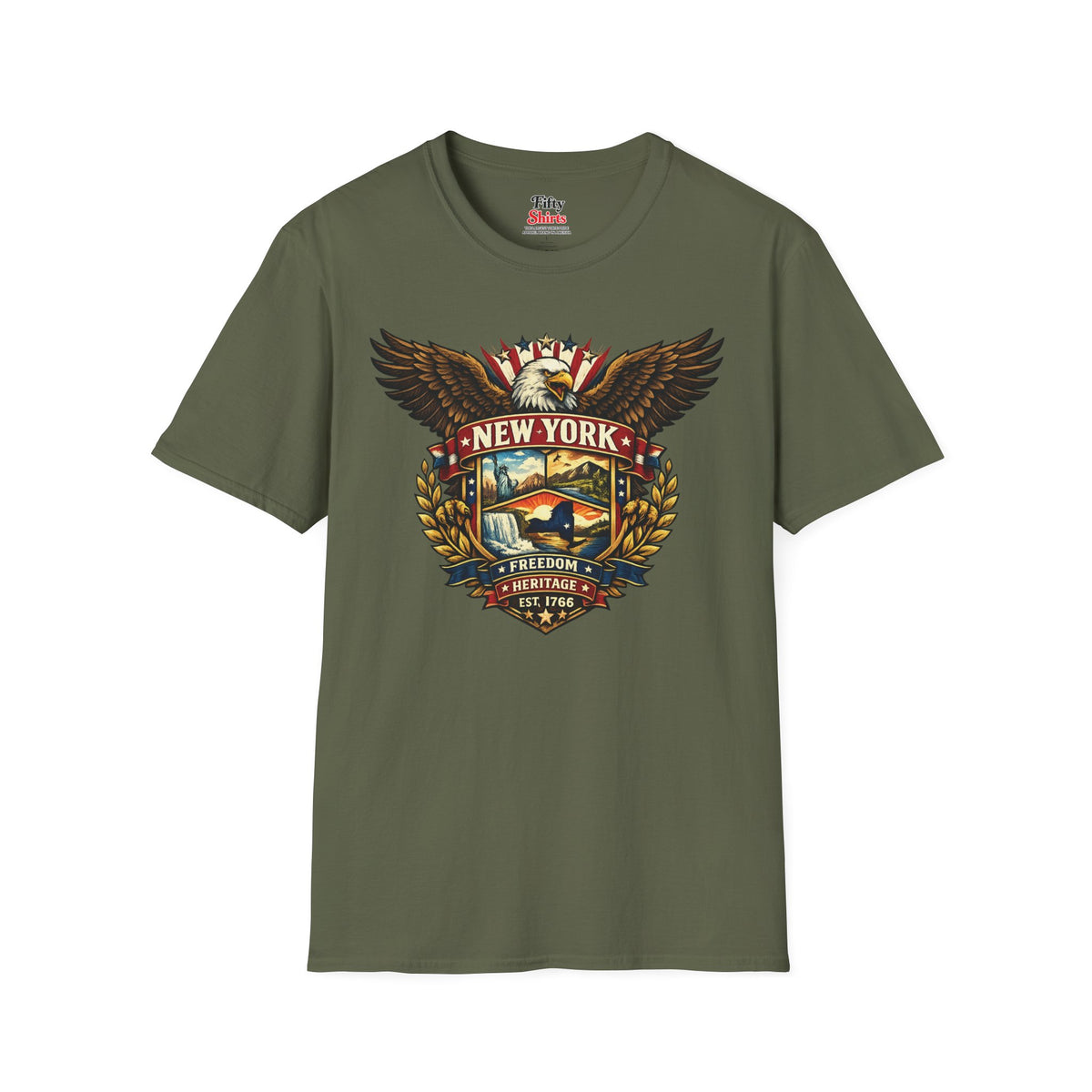 New York American Eagle Unisex Softstyle T Shirt State Pride Graphic Tee Collections FS03
