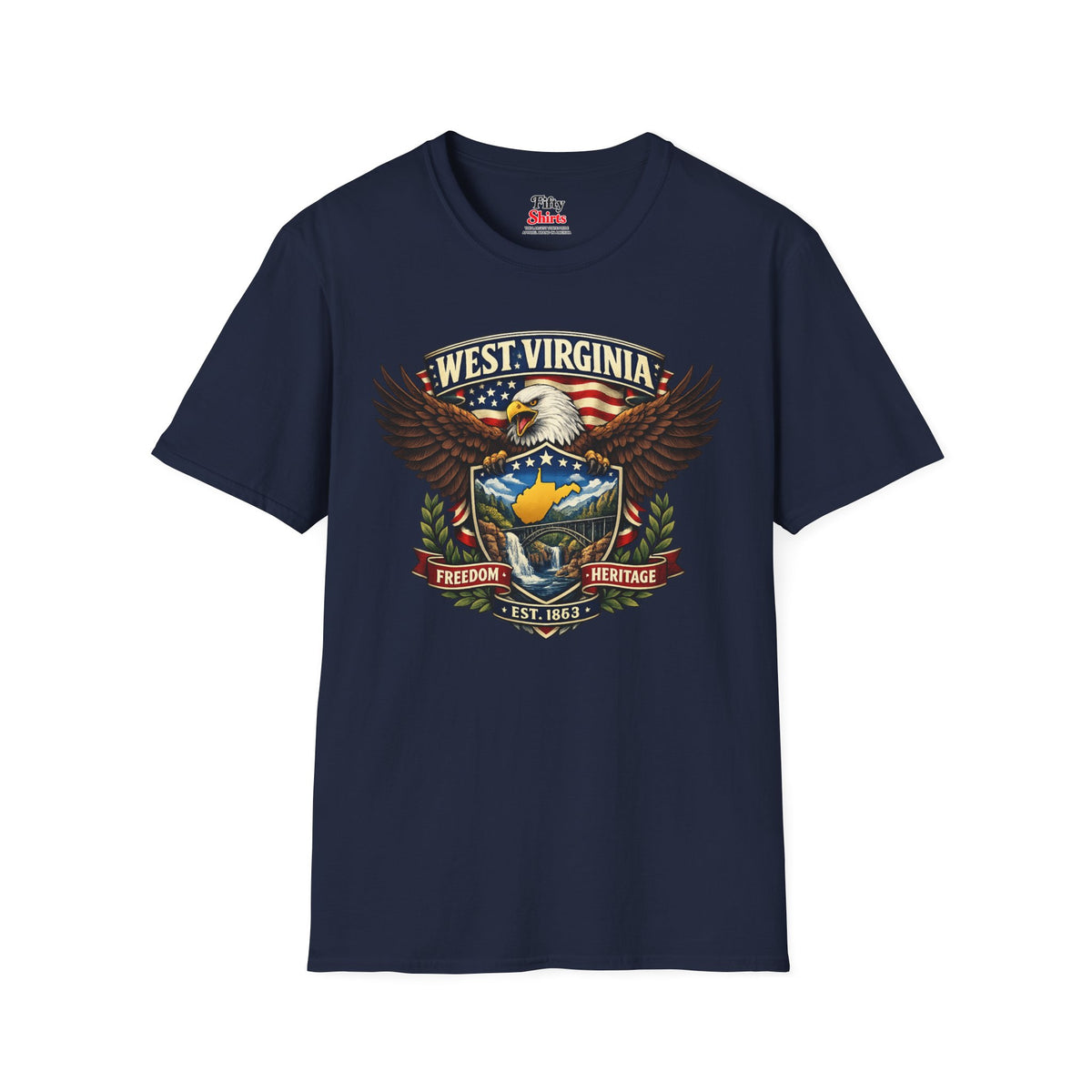 West Virginia Americana Eagle Unisex Softstyle T Shirt State Pride Graphic Tee Collections FS03