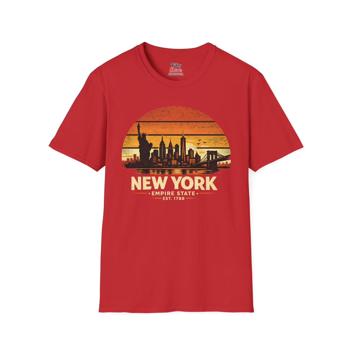 New York Skyline Sunset Unisex Softstyle T Shirt State Pride Graphic Tee Collections FS03