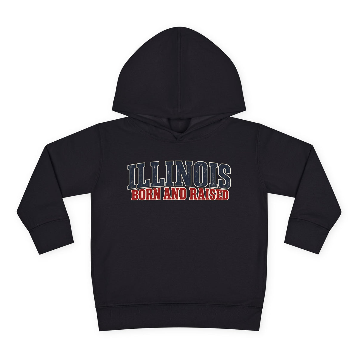 Illinois Born and Raised Midwest Americana Unisex Toddler Pullover Fleece Hoodie