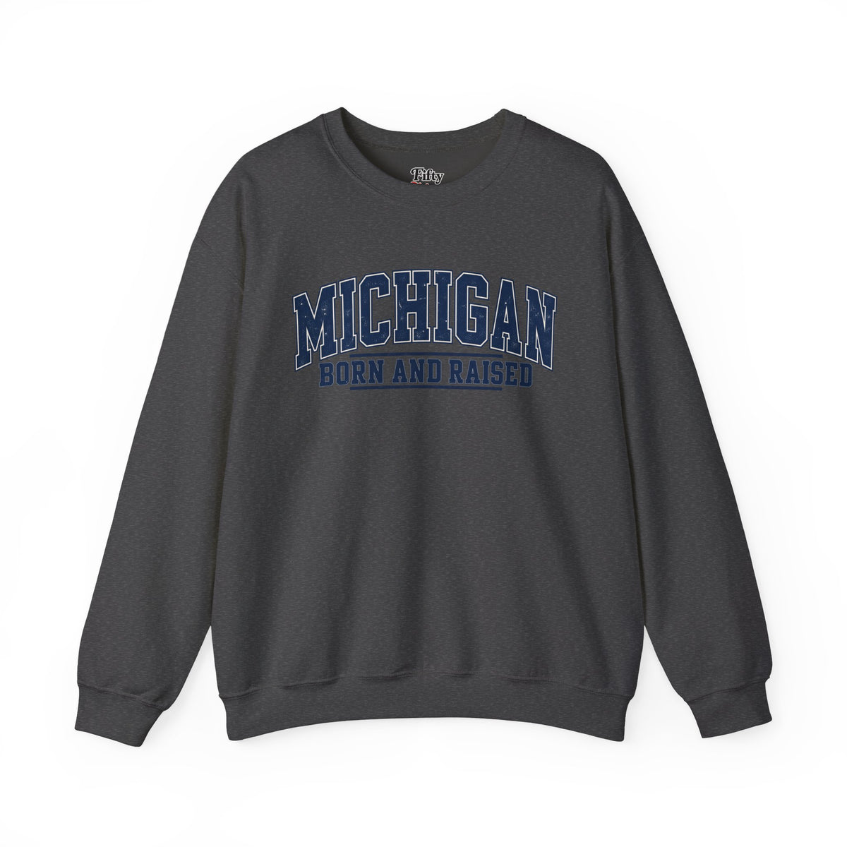 Michigan Born and Raised Vintage CollegiateUnisex Sweatshirt Graphic