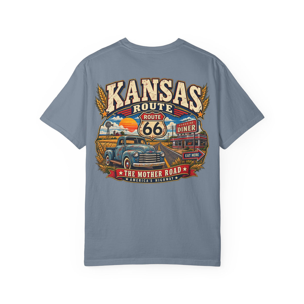 Kansas Route 66 Unisex Comfort Color 1717 Streetwear Graphic Tee