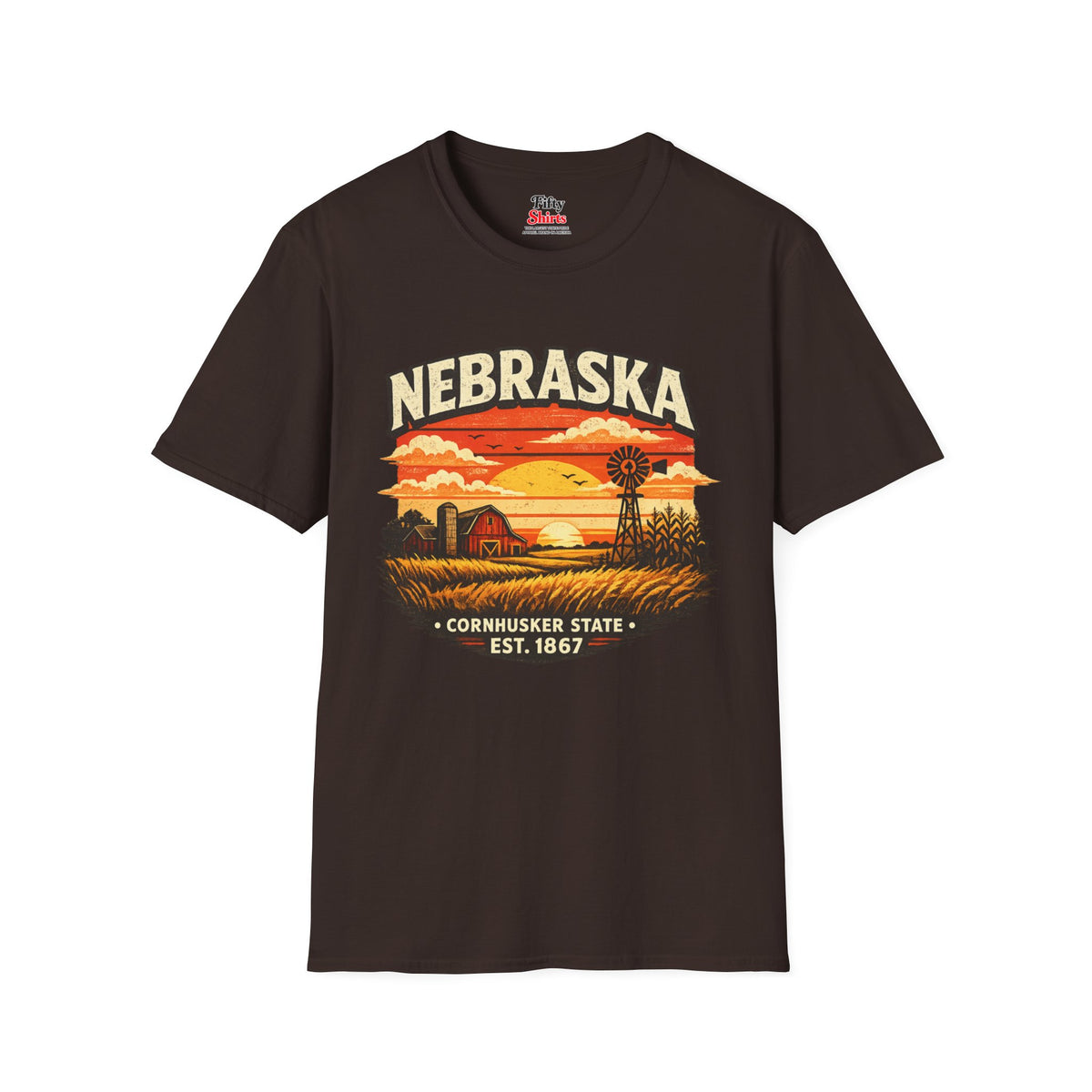 Nebraska Prairie Sunset Unisex Softstyle T Shirt State Pride Graphic Tee Collections FS03