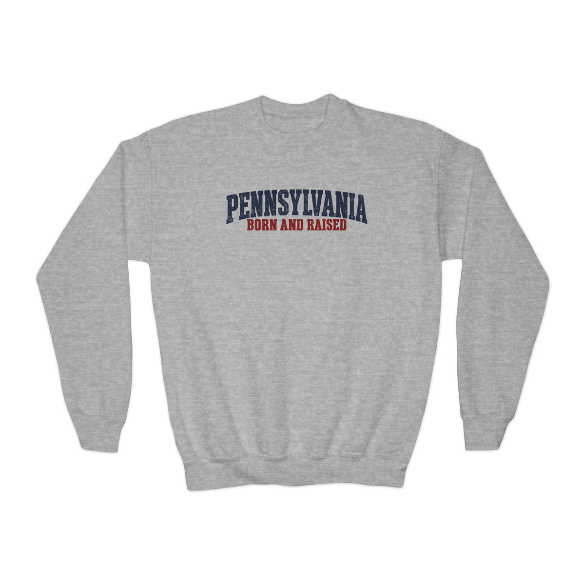 Pennsylvania Born and Raised Minimal Heritage Unisex Youth Crewneck Sweatshirt Graphic