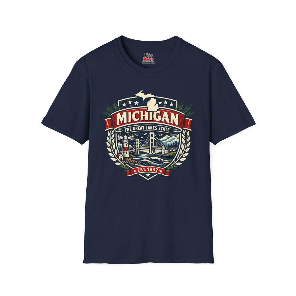 Michigan Heritage Badge Unisex Softstyle T Shirt State Pride Graphic Tee Collections FS03