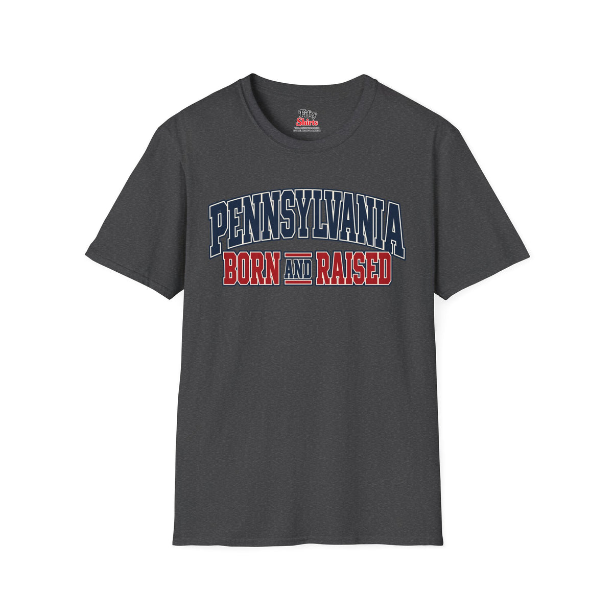 Pennsylvania Born and Raised Unisex Softstyle T Shirt State Name Graphic Tee