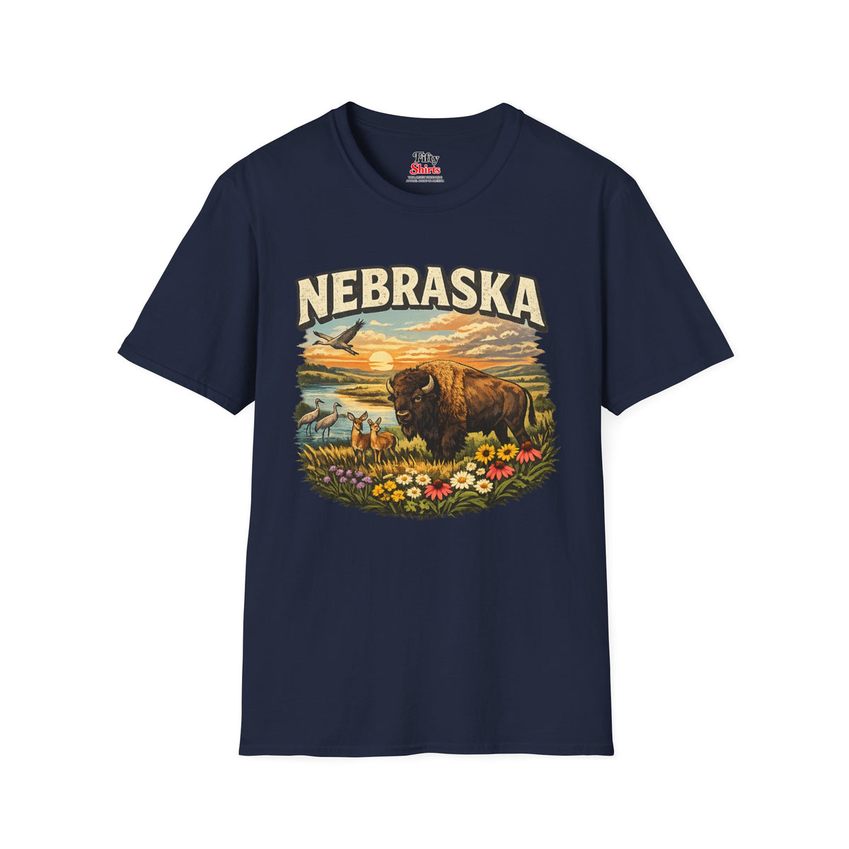 Nebraska Wildlife Unisex Softstyle T Shirt State Pride Graphic Tee Collections FS03