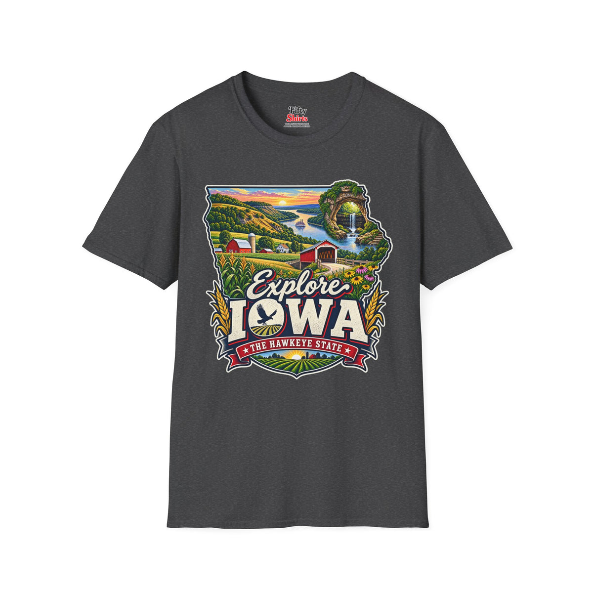 Explore Iowa Unisex Softstyle T Shirt State Pride Graphic Tee Collections FS03