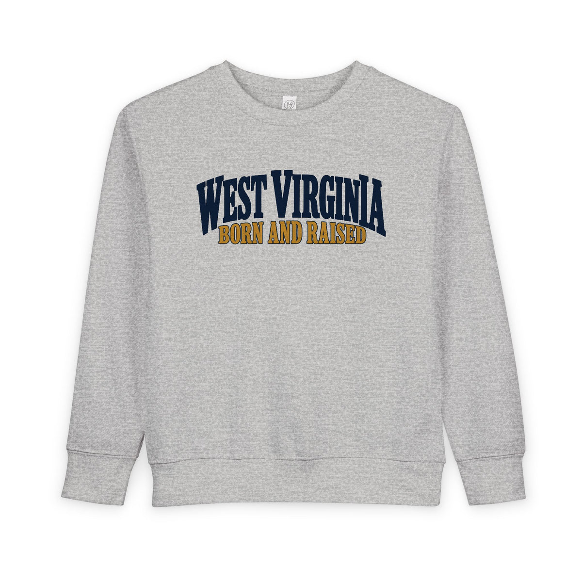 West Virginia Born and Raised Heritage Serif Unisex Toddler Sweatshirt