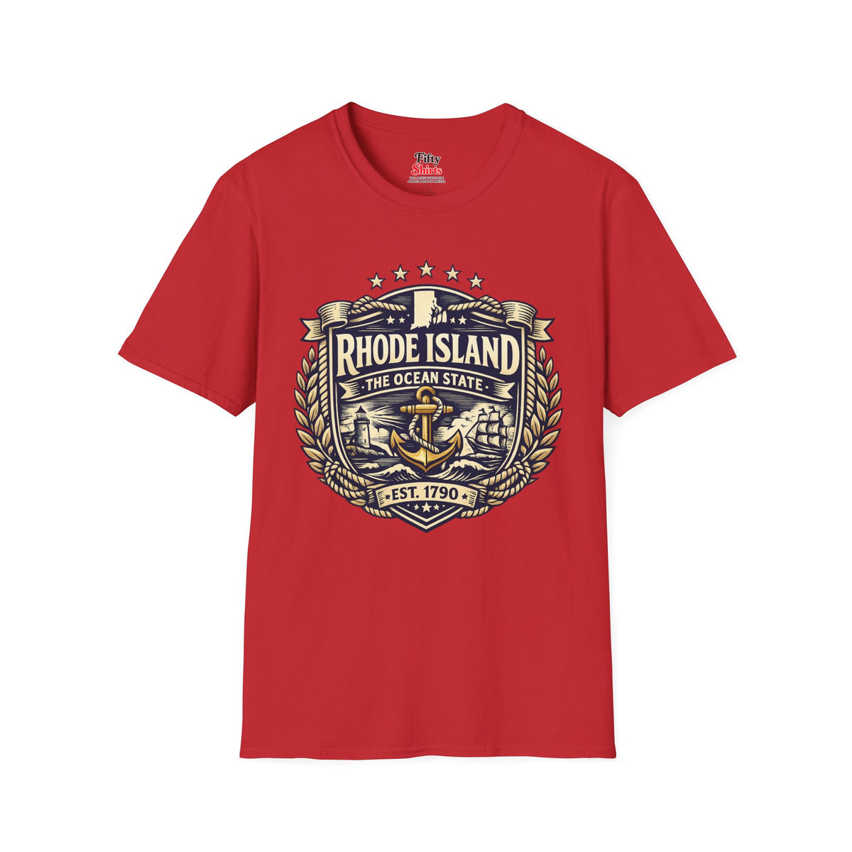 Rhode Island Heritage Badge Unisex Softstyle T Shirt State Pride Graphic Tee Collections FS03