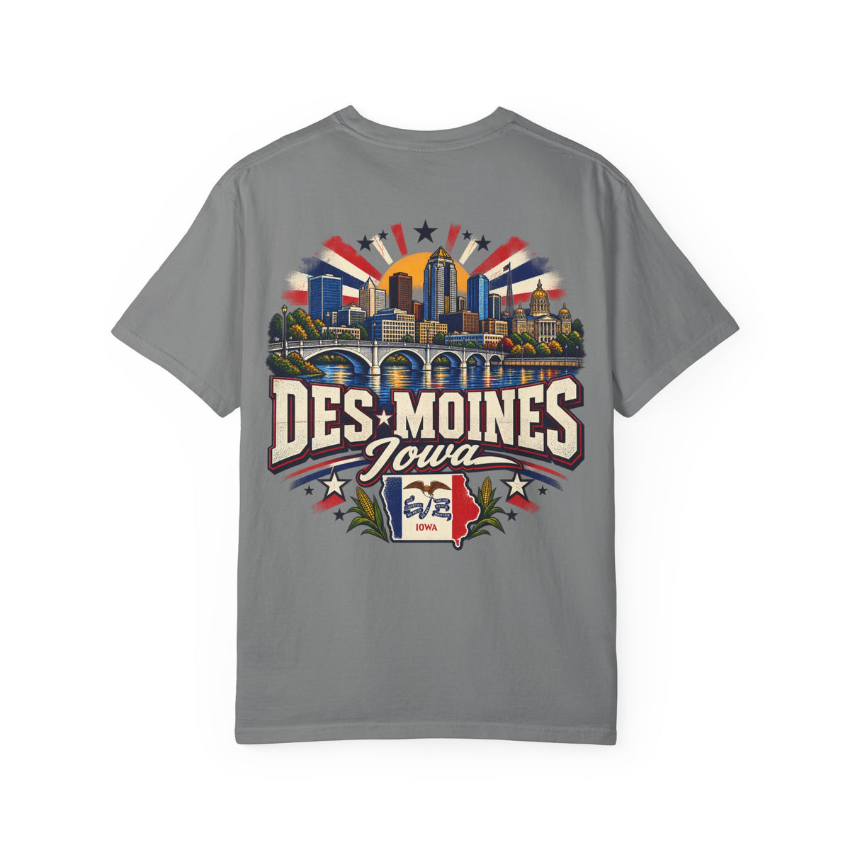 Des Moines Iowa Unisex Comfort Color 1717 Streetwear Graphic Tee