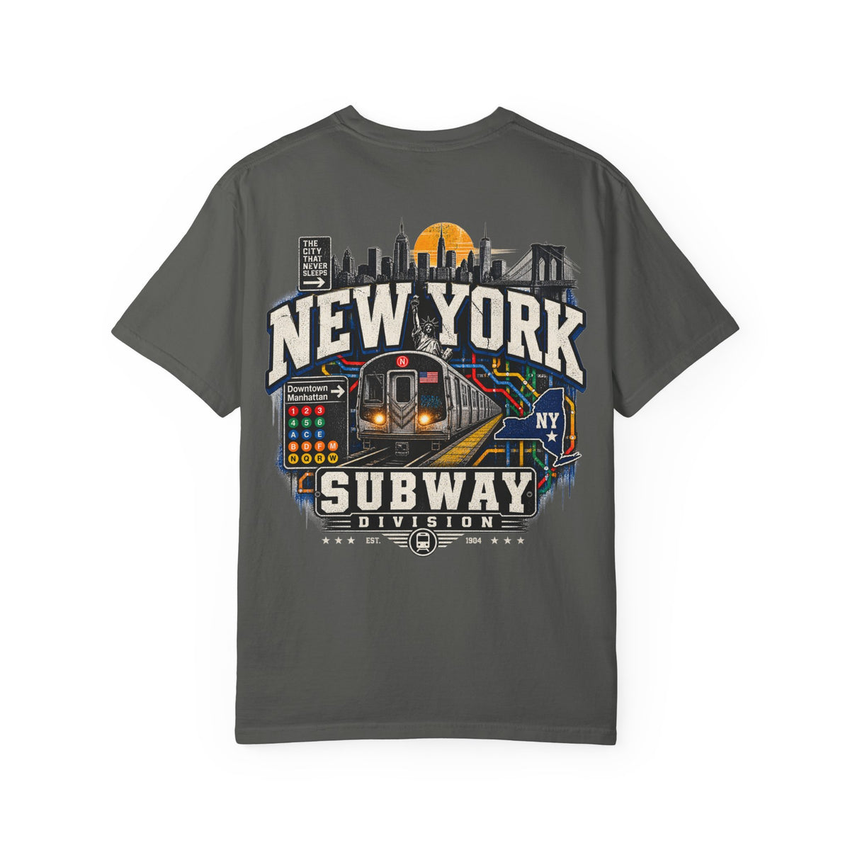 New York Subway Division Unisex Comfort Color 1717 Streetwear Graphic Tee