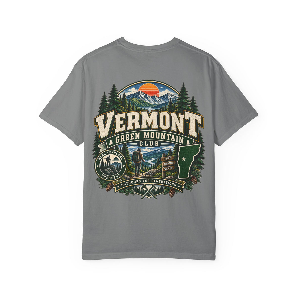 Vermont Green Mountain Club Unisex Comfort Color 1717 Streetwear Graphic Tee