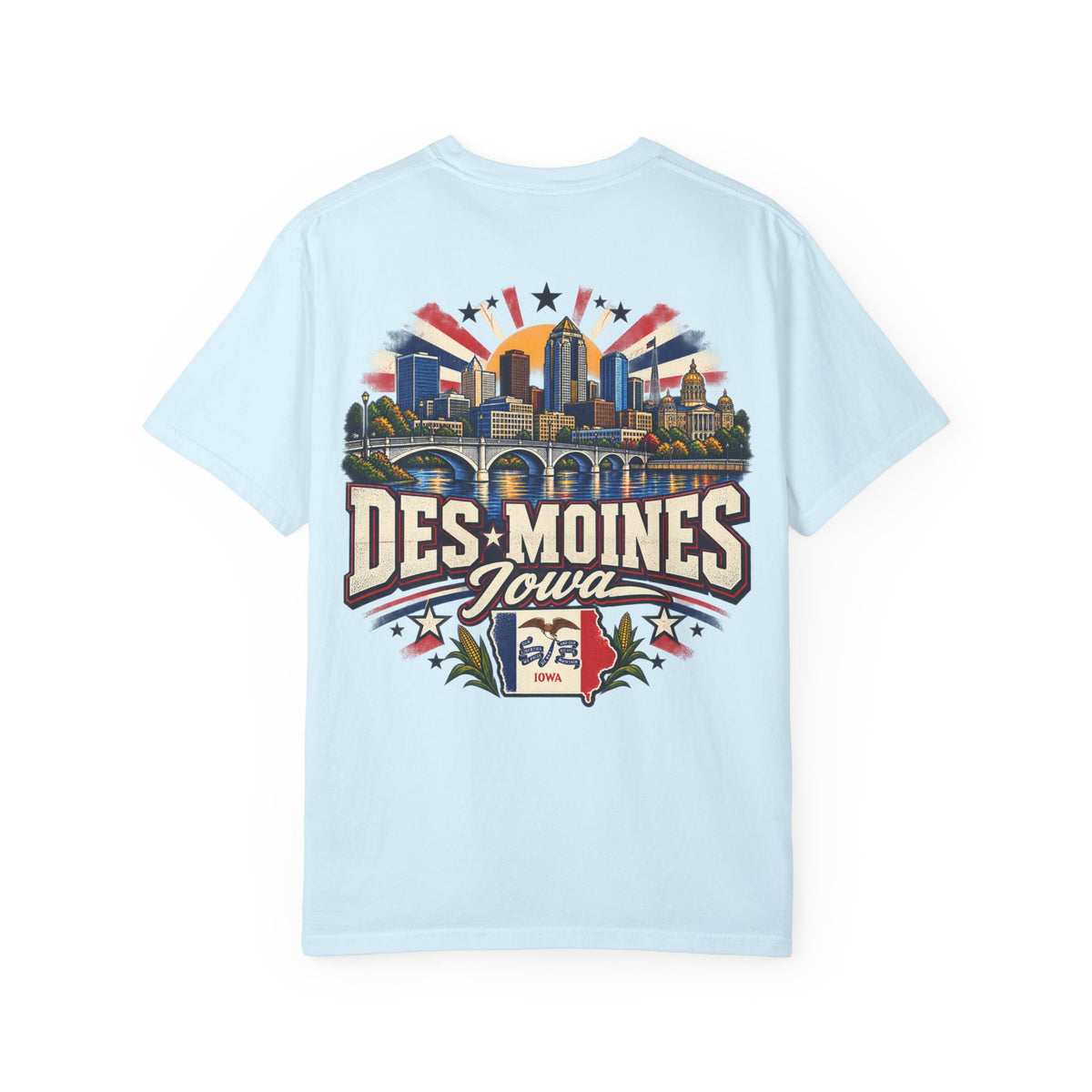 Des Moines Iowa Unisex Comfort Color 1717 Streetwear Graphic Tee