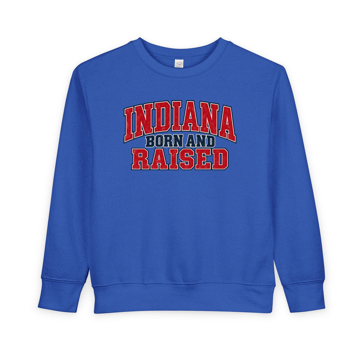 Indiana Born and Raised Vintage Collegiate Unisex Toddler Sweatshirt