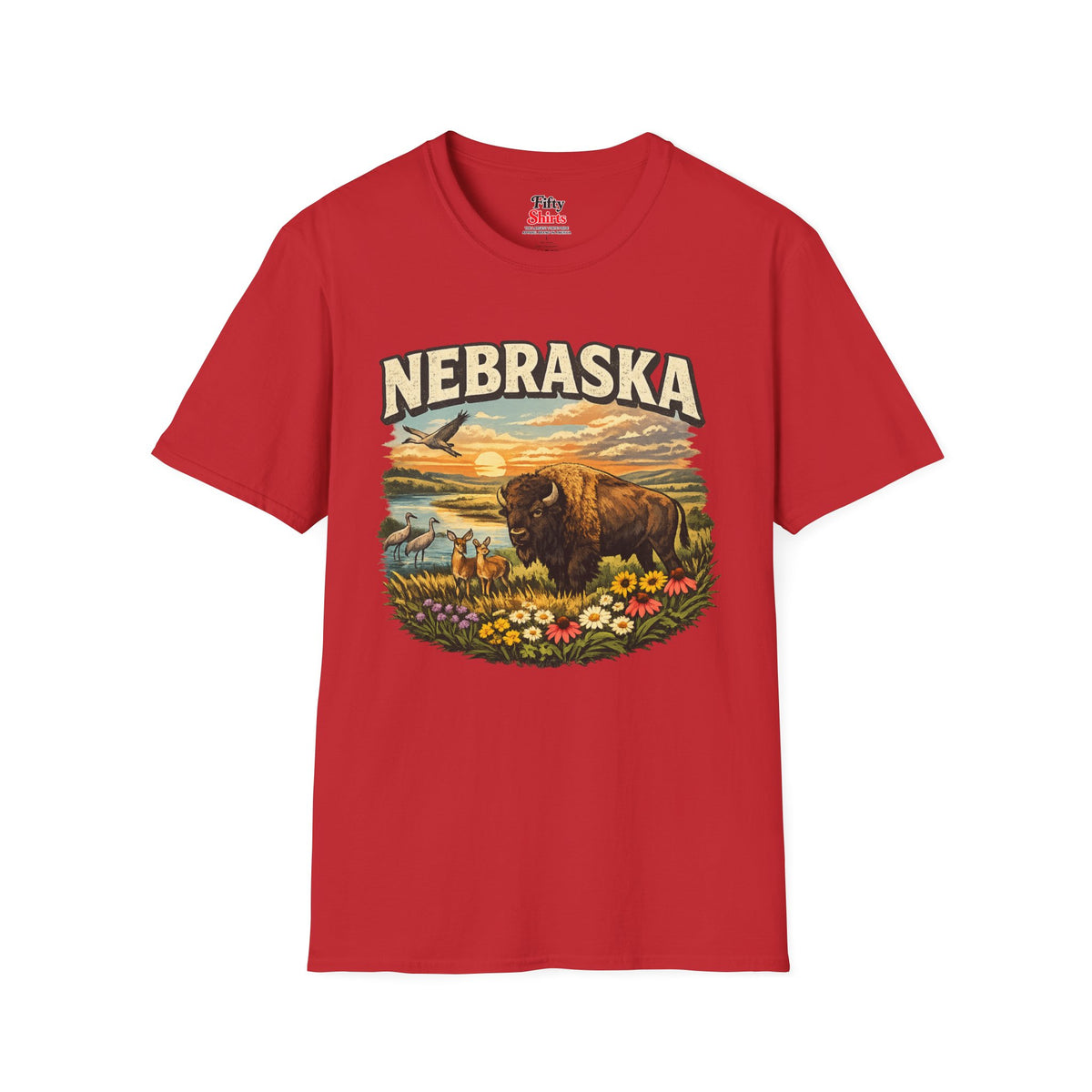 Nebraska Wildlife Unisex Softstyle T Shirt State Pride Graphic Tee Collections FS03