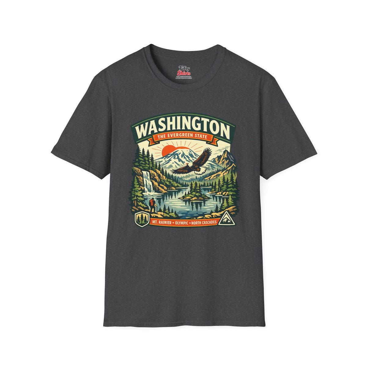 Washington Evergreen State Adventure Unisex Softstyle T Shirt State Pride Graphic Tee Collections FS03